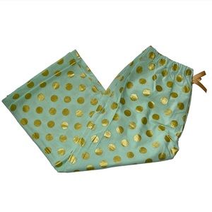 Small Shop Boutique Mint & Gold Polkadot Pj Pants Sz 12/14